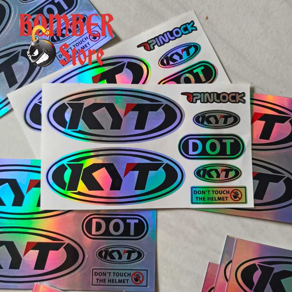 Sticker Helm Kyt Kyoto DLL Satu Set Vinyl Hologram Tahan Cuaca Tidak Sobek