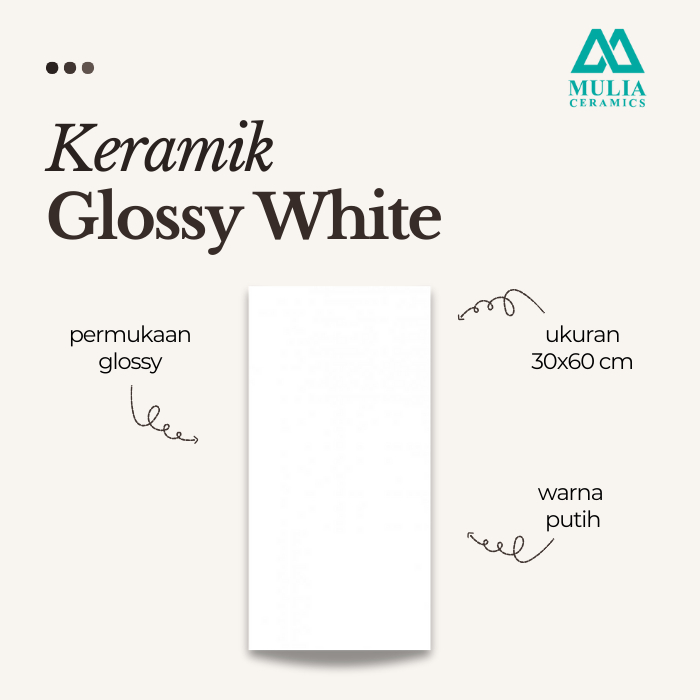 KERAMIK MULIA ACCURA 30x60 GLOSSY WHITE PUTIH POLOS MURAH / KERAMIK DINDING KERAMIK TILE