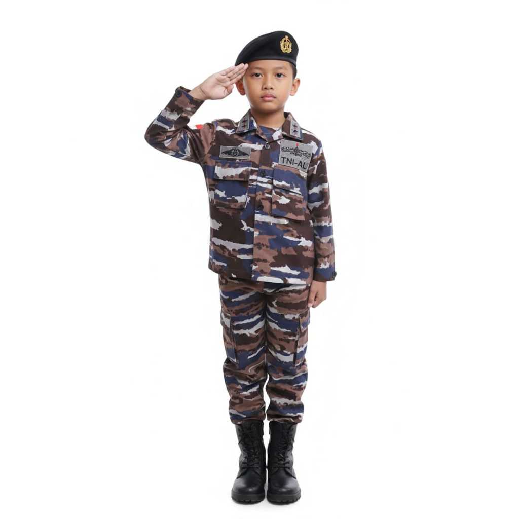 Baju TNI AL anak Baju profesi loreng TNI AL loreng biru,hitam,abu Kostum TNI AL Baju Tentara anak Lo