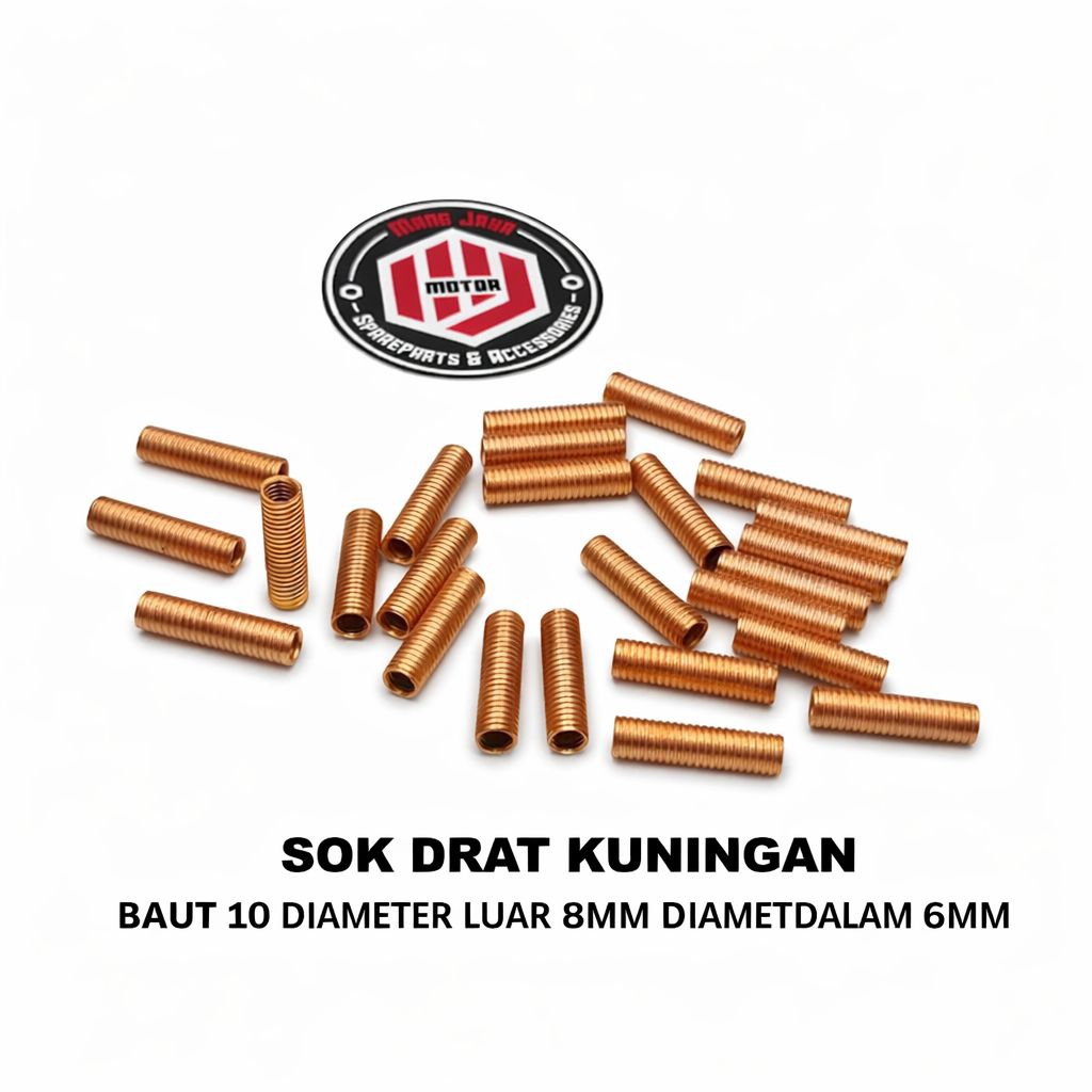 SOK DRAT KUNINGAN BAUT 10 DIAMETER LUAR 8MM DIAMETER DALAM 6MM