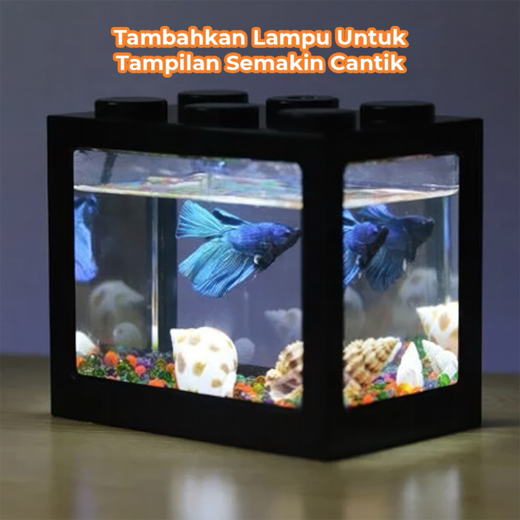 Sosshop_ Aquarium Mini Akrilik Transparan Tangki Akuarium Mini Ikan Hias & Kura-Kura