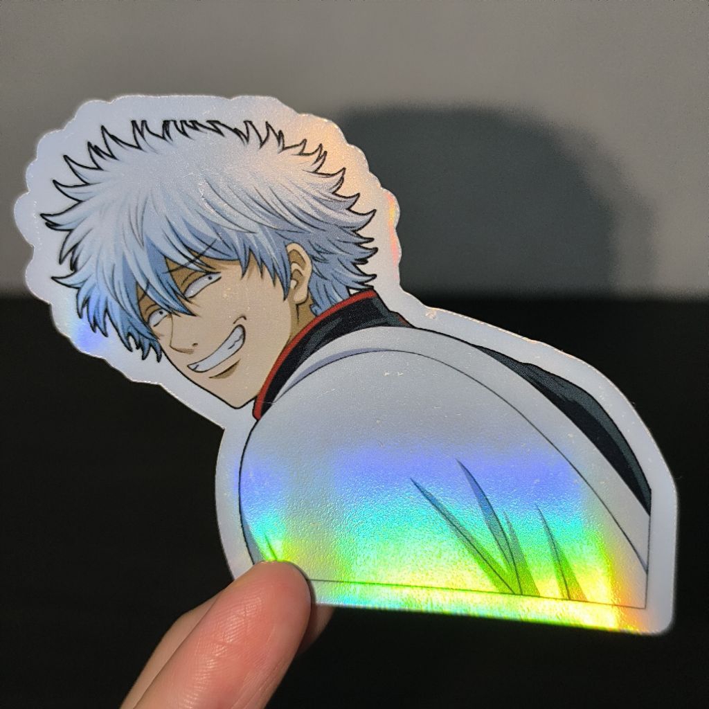 Stiker Hologram Anime Gintama Gintoki Nyengir, Stiker Gintama, Stiker Gintoki - GT05