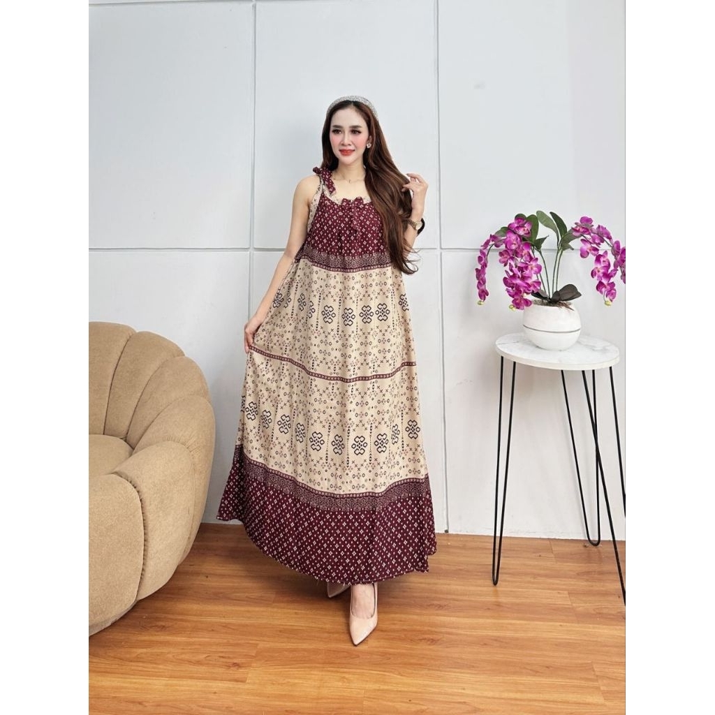 Daster Yukensi Tali Bahu Ukuran Jumbo Bahan Rayon Adem