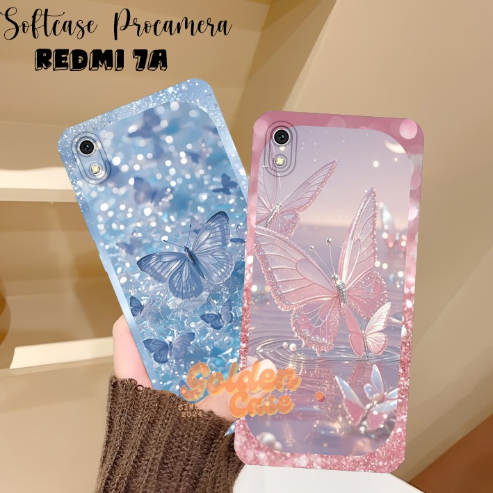 [147] Case Compatible Xiaomi Redmi 7A - 6A - 5A - 4A - 4x Pelindung Hp Motif Kupu - Kupu Glitter Ter