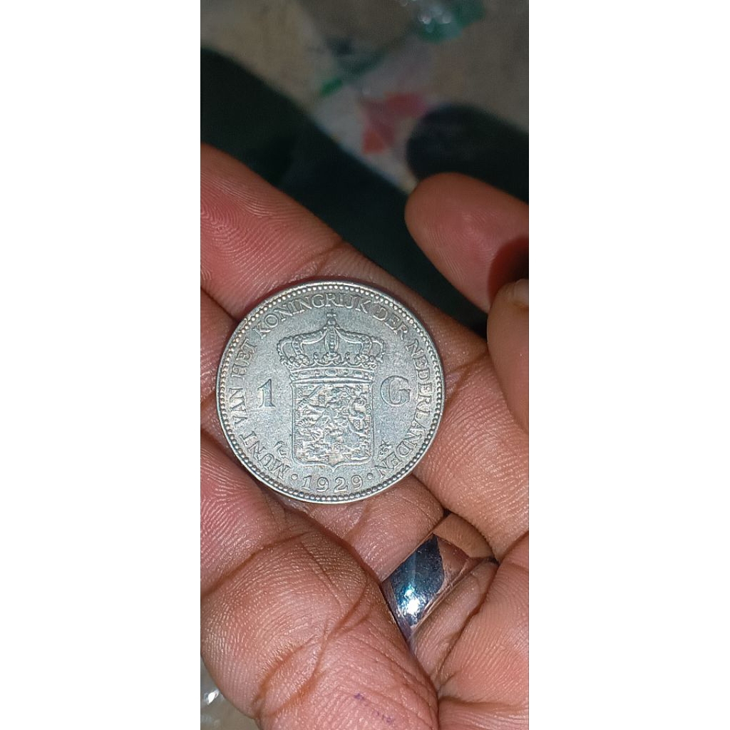 koin 1 gulden Wilhelmina asli original 1929 kondisi masih sangat bagus