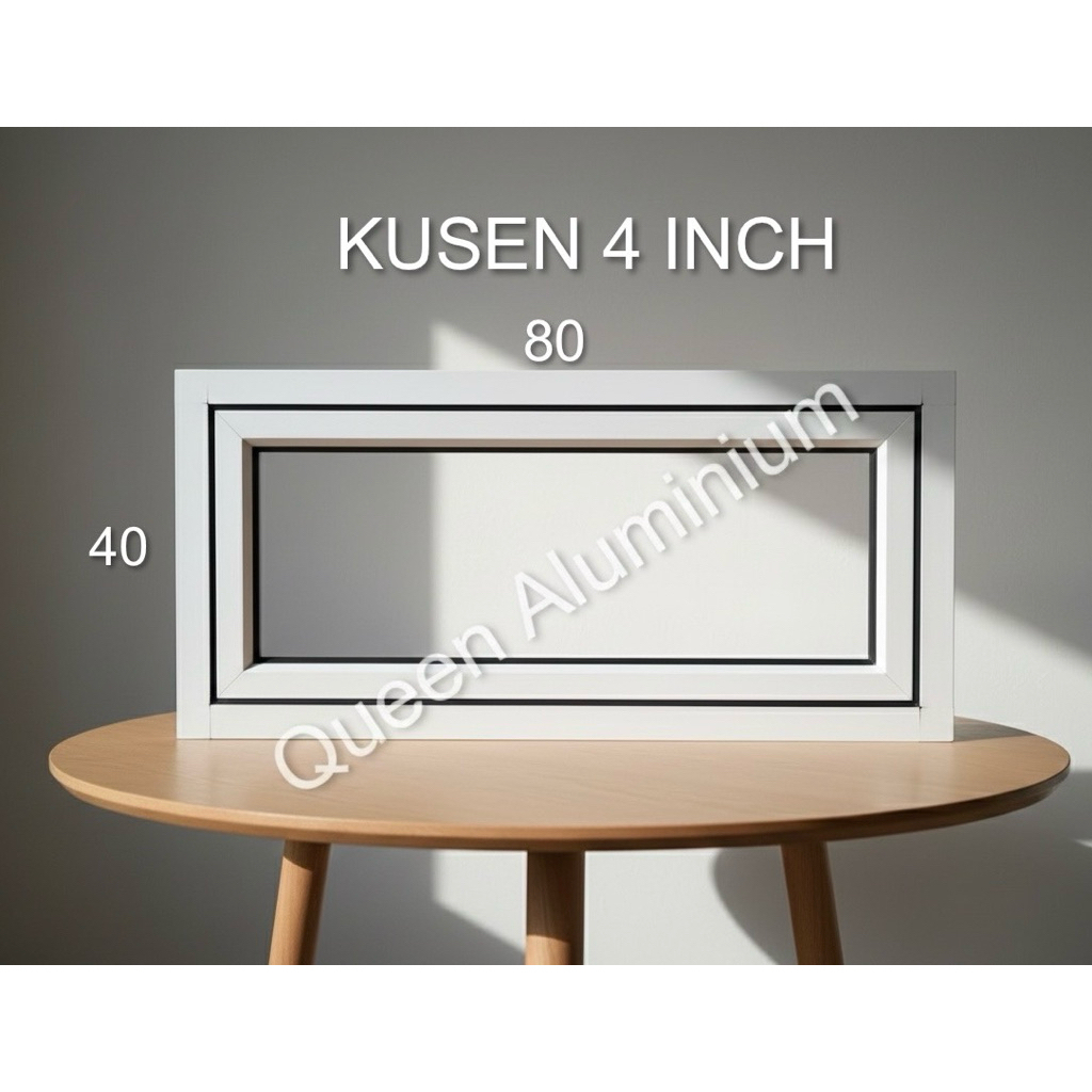 Kusen 4 Inch + Jendela Boven Casement Aluminium 80 x 40 cm (1 SET)