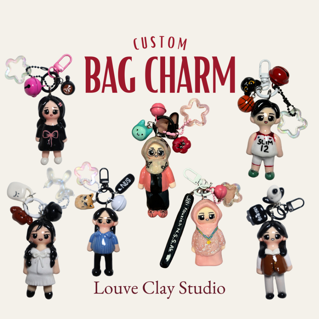 Custom Clay Bagcharm / Keychain / Barang Lucu / Mini Me/ Kado Unik