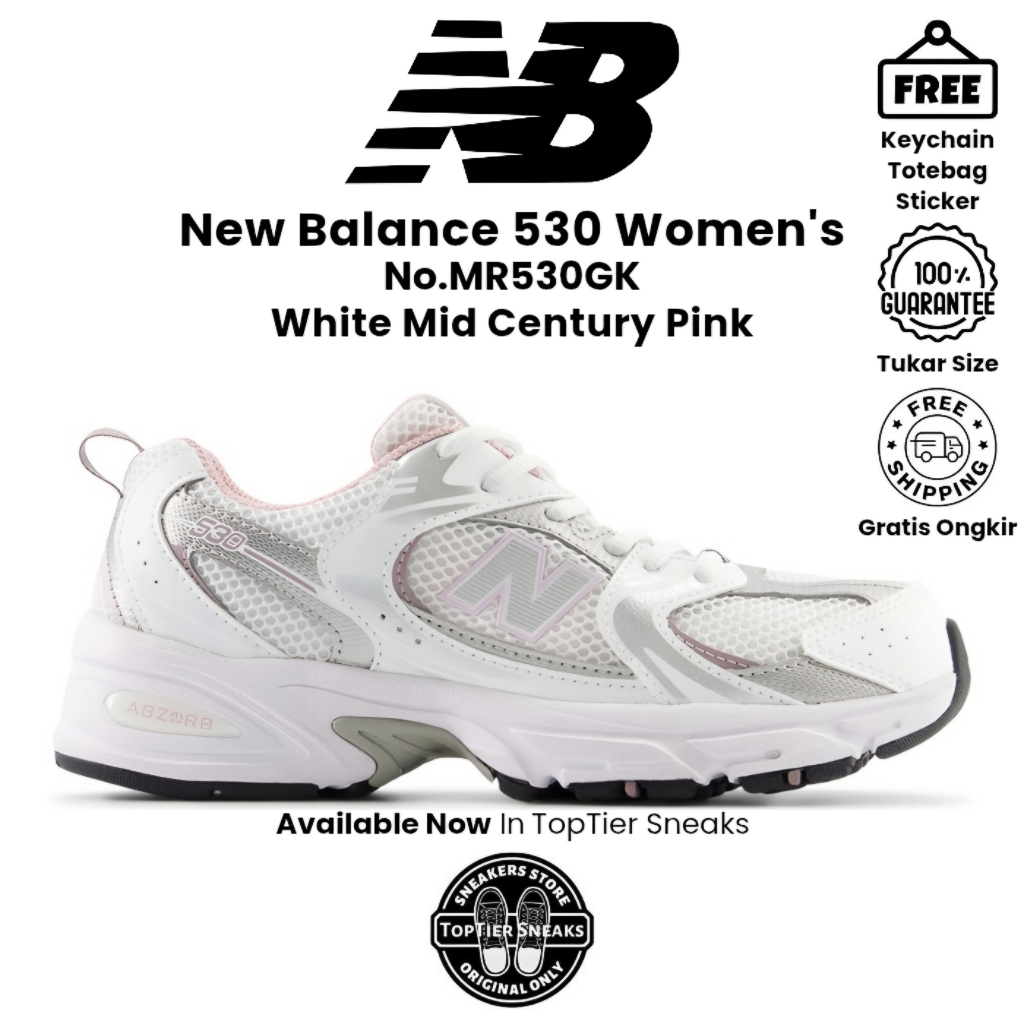 Sepatu Sneakers Wanita New BaIance 530 NB530 White Mid Century Pink Original