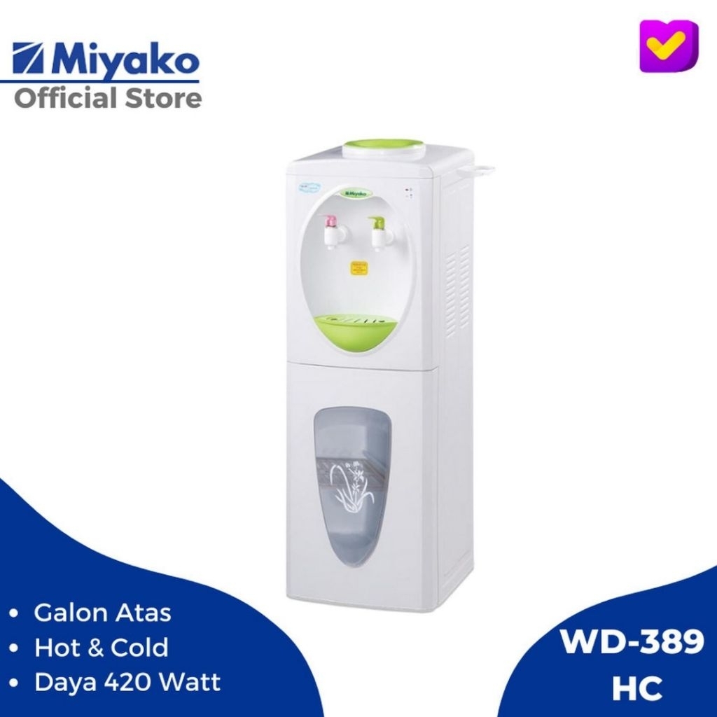MIYAKO DISPENSER TINGGI GALON ATAS MIYAKO WD-389 HOT & COOL