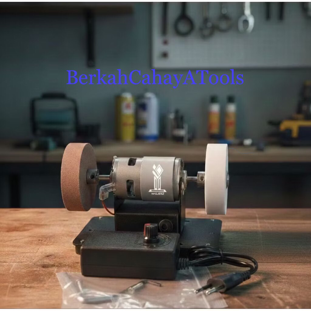 Mesin Gerinda Mini Variabel Speed + 2 Batu Asah | Motor Gerinda Duduk Mini Serbaguna