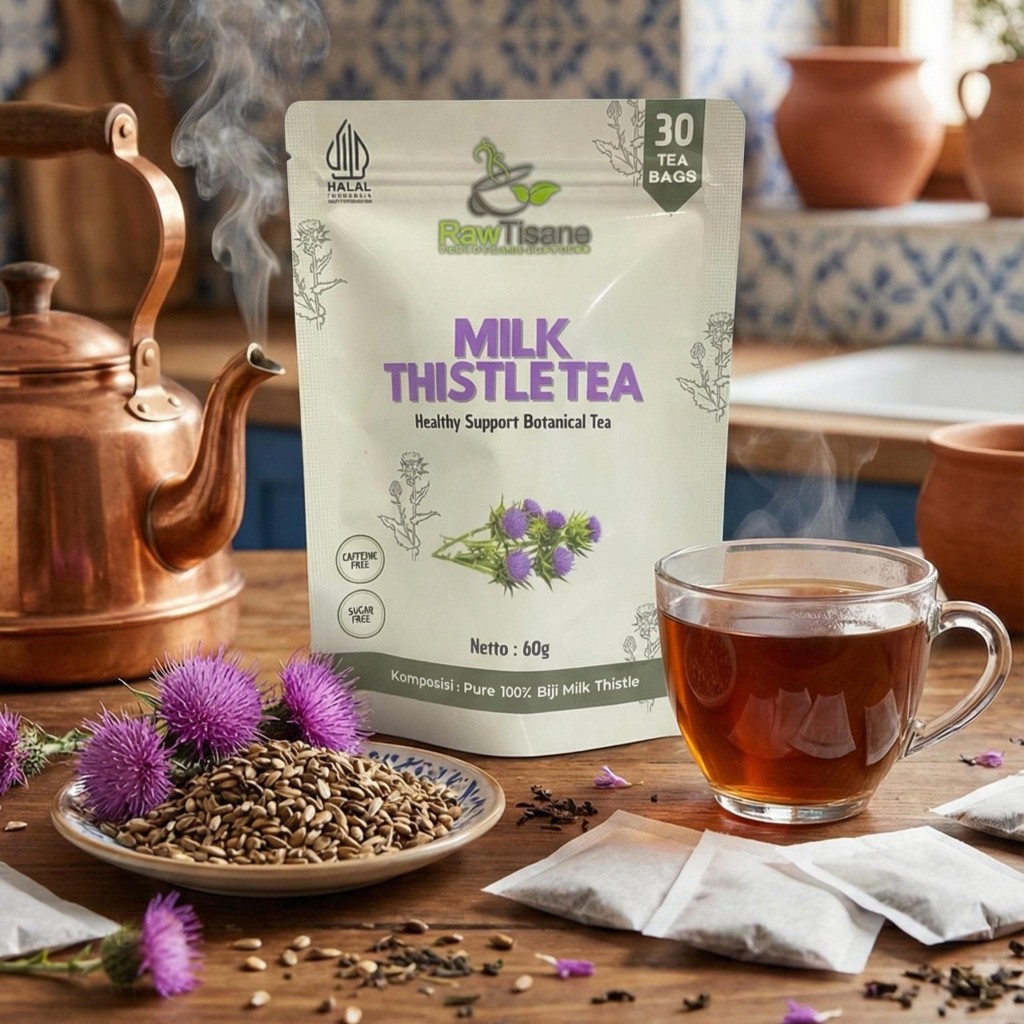 RAW TISANE Teh Biji Milk Thistle | Milk Thistle Tea | Milk Thistle Resik Liver Isi 30 Kantong