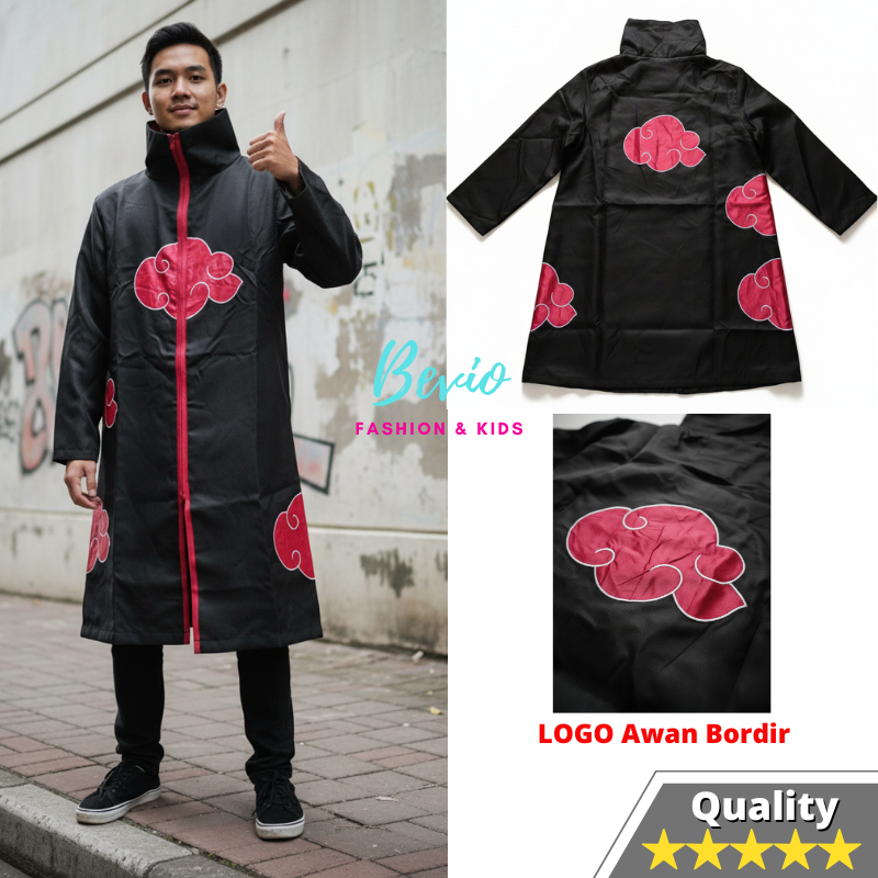 Jubah Akatsuki Naruto Cosplay Anime - Kostum Jubah Itachi Uchiha Berkualitas Premium - Outerwear