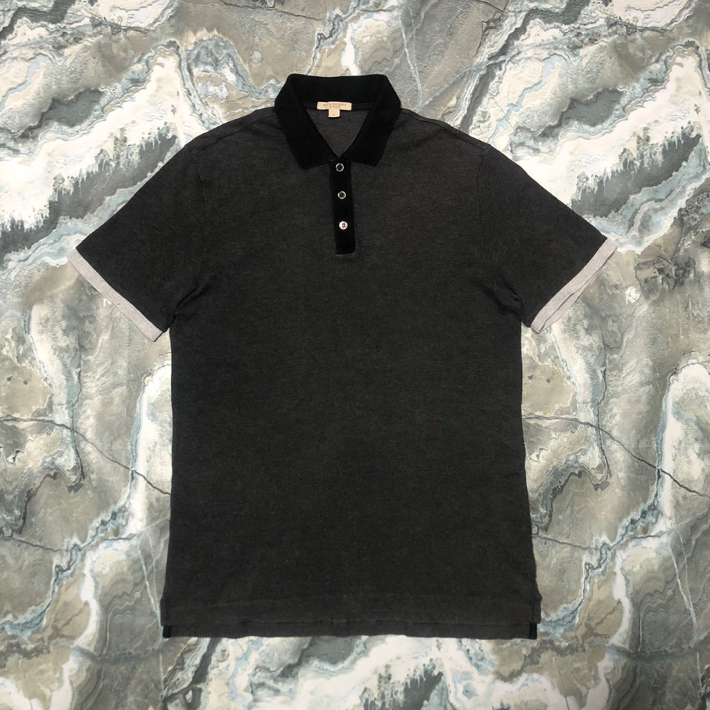 polo shirt burberry brit kaos kerah abu abu