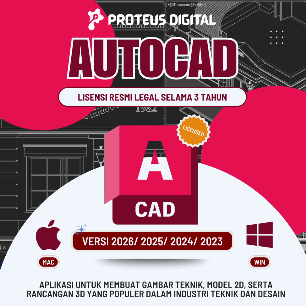 AutoCAD Lisensi Resmi | 1 -3 Tahun | Support Mac Book | Original 100% Legal, Bukan Bajakan