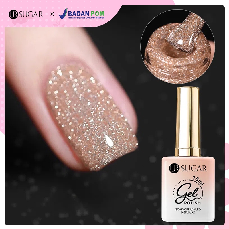 BPOM UR SUGAR Reflective Glitter Gel Polish Gold UV Led Nail Flash Red Pink Kutek Gel Nail Polish UV