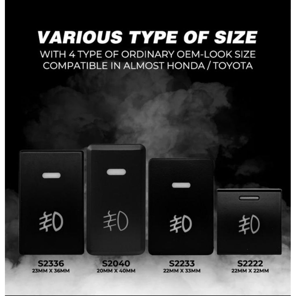 Saklar FOGLAMP mobil ( ISUN) 1 tombol dengan indikator LED