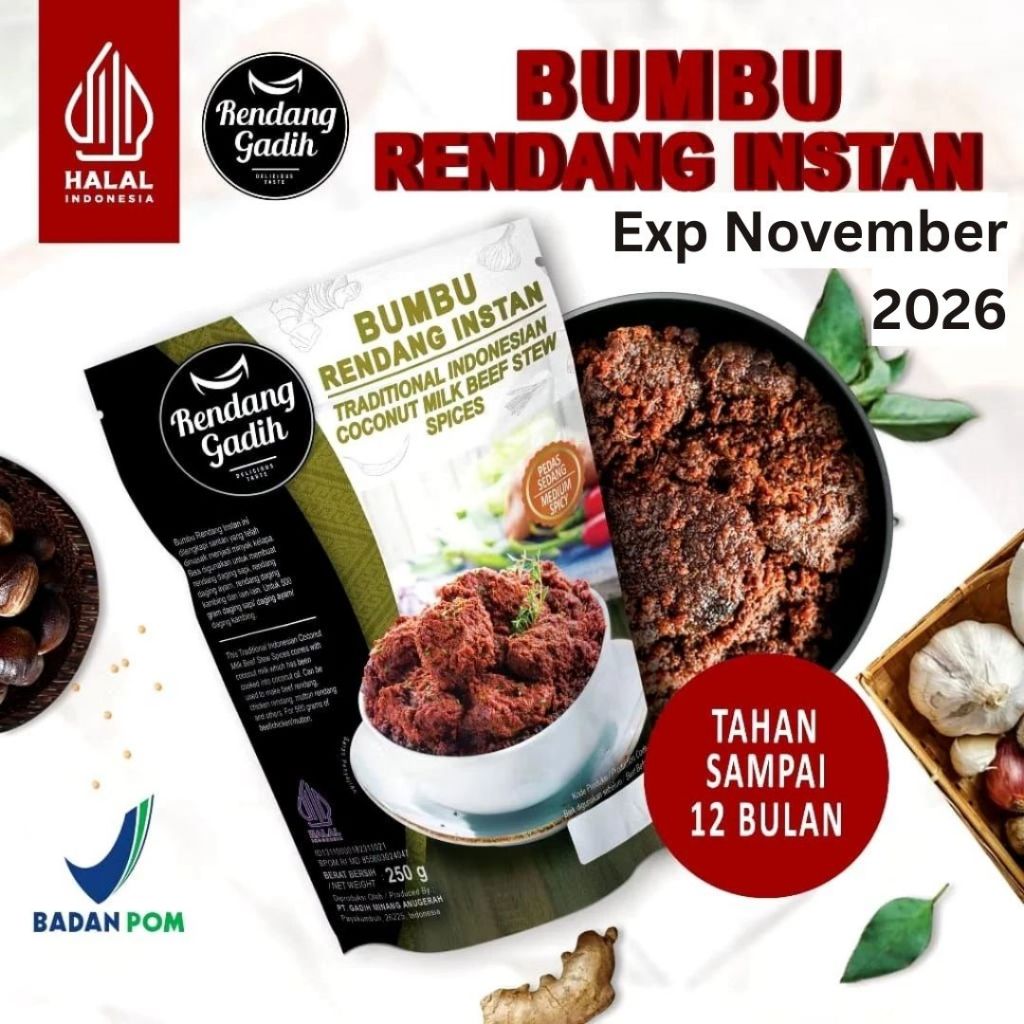 Bumbu Rendang Instan Rendang Gadih Medium Spicy Enak Praktis Asli Padang