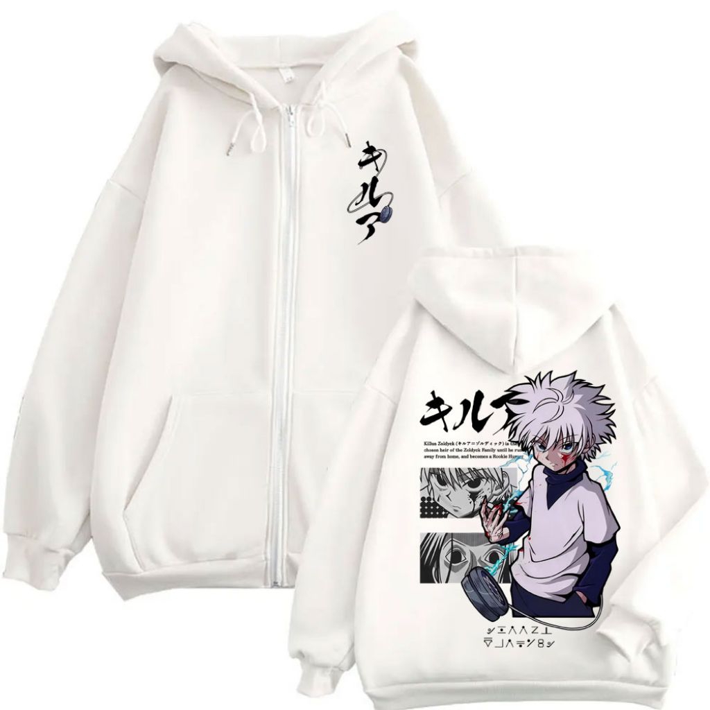 Hoodie Zipper Anime Hunter X Hunter Killua Zoldyck Grafis Premium Jumbo Murah Hoodie Anime Kartun Pr