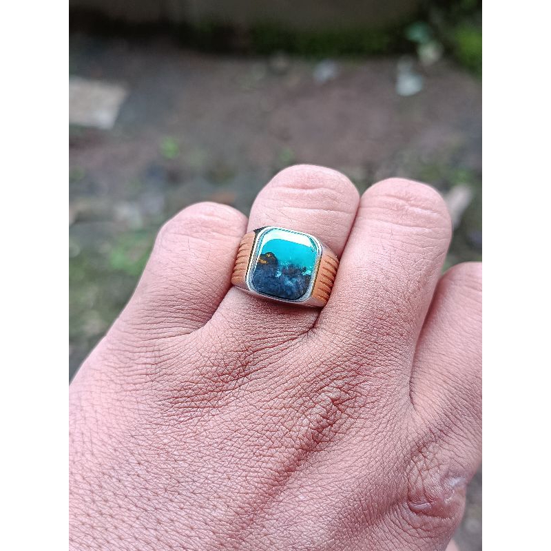 Cincin bacan Doko kembang motif kristal Natural