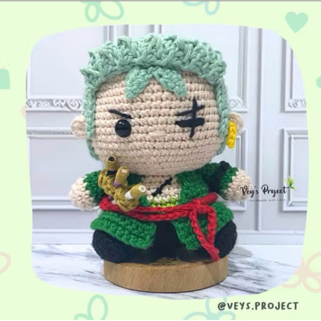 Boneka Rajut Zoro One Piece - Gantungan Kunci Zoro One Piece