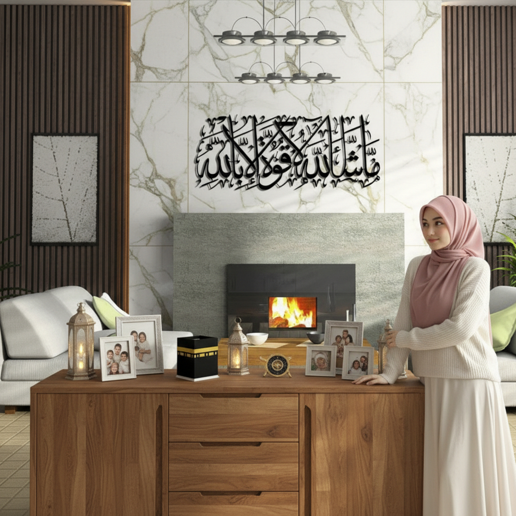 Hiasan Dinding Kaligrafi MasyaAllah La Quwwata Illa Billah Laser Cut Plywood - Dekorasi Rumah Minima