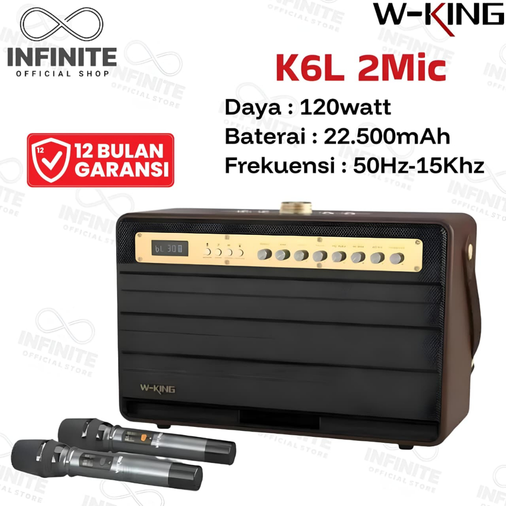 Speaker Bluetooth Karaoke Portable Wireless WKING K6L 2 Mic TWS Party Box Microphone Traveling