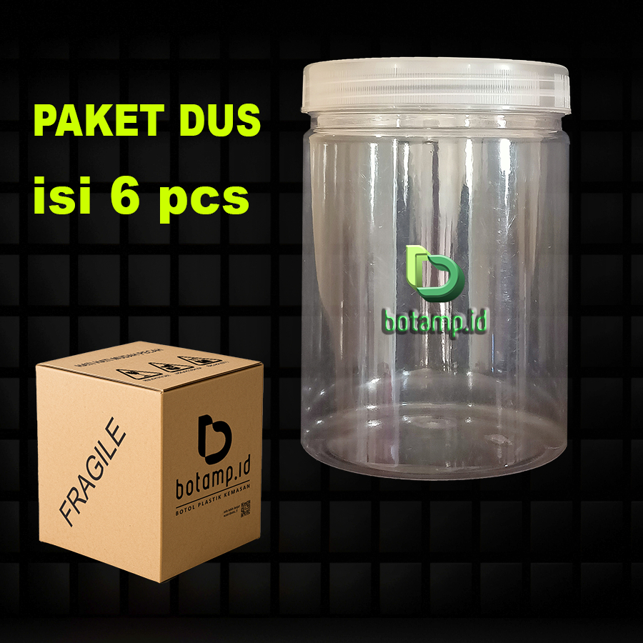 Baru Kemasan Paket KARDUS Toples Tabung Jar Silinder Kue Kering Putri Salju 800 ml isi Paket 6 pcs