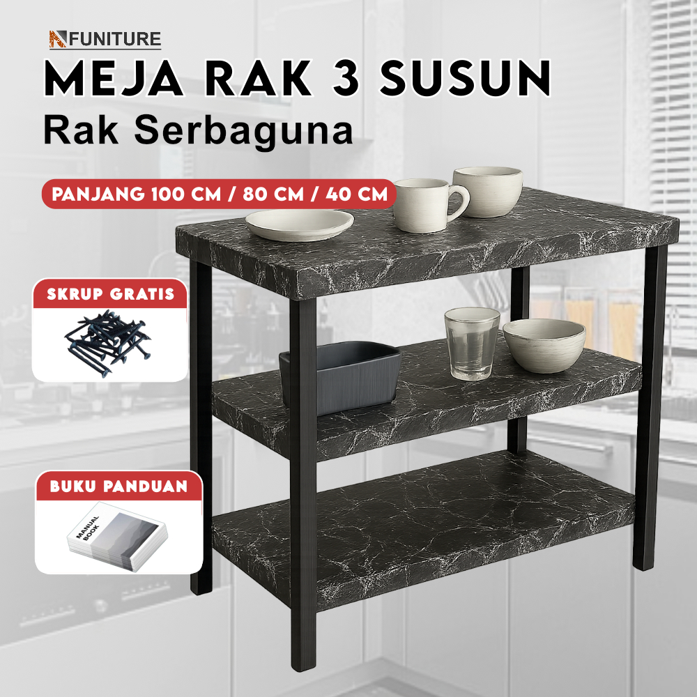 Rak Dapur Serbaguna 3 Susun / Rak Meja dapur  / Rak aestetic Kayu berkualitas