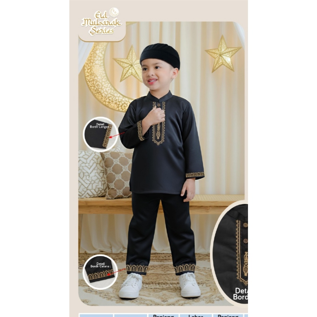 Setelan Baju Muslim Anak Laki Laki Baju Koko Peci SNOBBY SET KOKO ANAK EID MUBARAK SERIES Baju Raya 