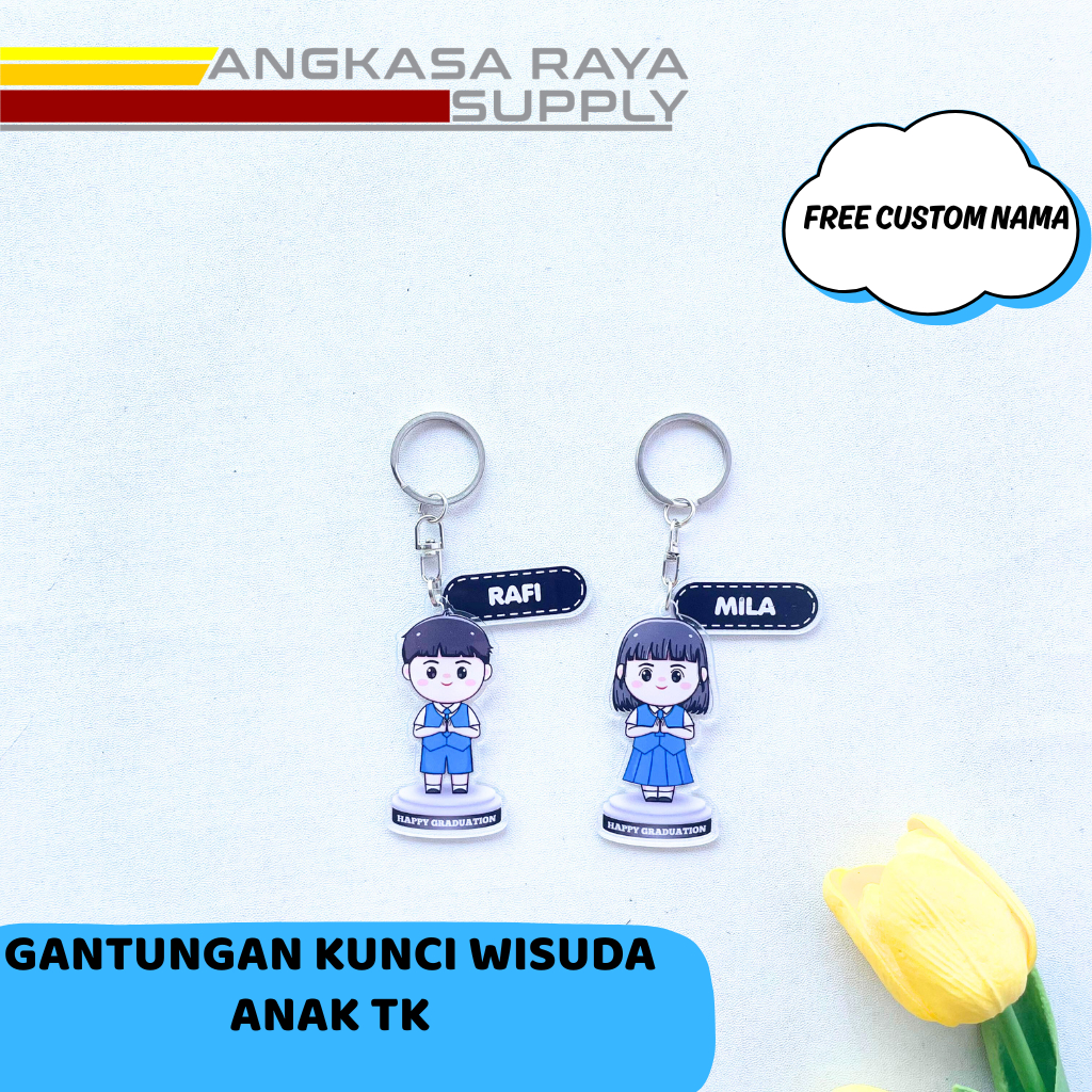 Gantungan wisuda akrilik anak TK custom nama wisuda sekolah souvenir wisuda ganci akrilik custom