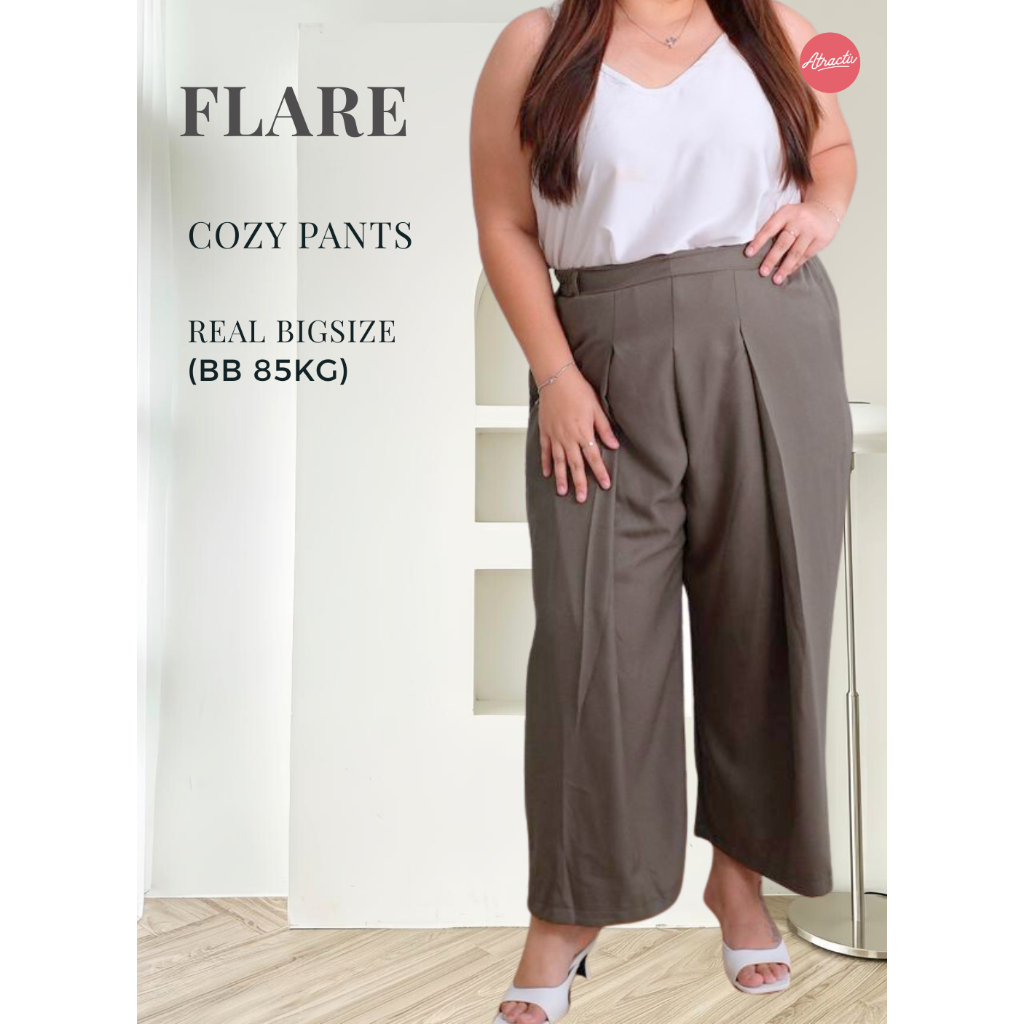 ATRACTIV Celana Loose Pants Wanita Fit BB80-145kg Celana Konser Jumbo Celana Pantai Jumbo Highwaist