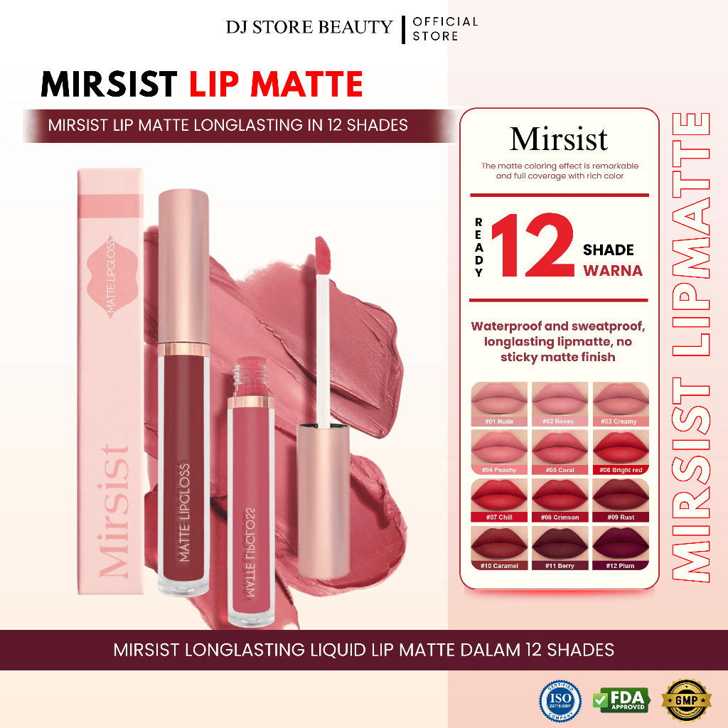 [ MIRSIST LIPSTIK ] Mirsist Matte Lipgloss Lipstik 12 Shades Warna Waterproof & Longlasting