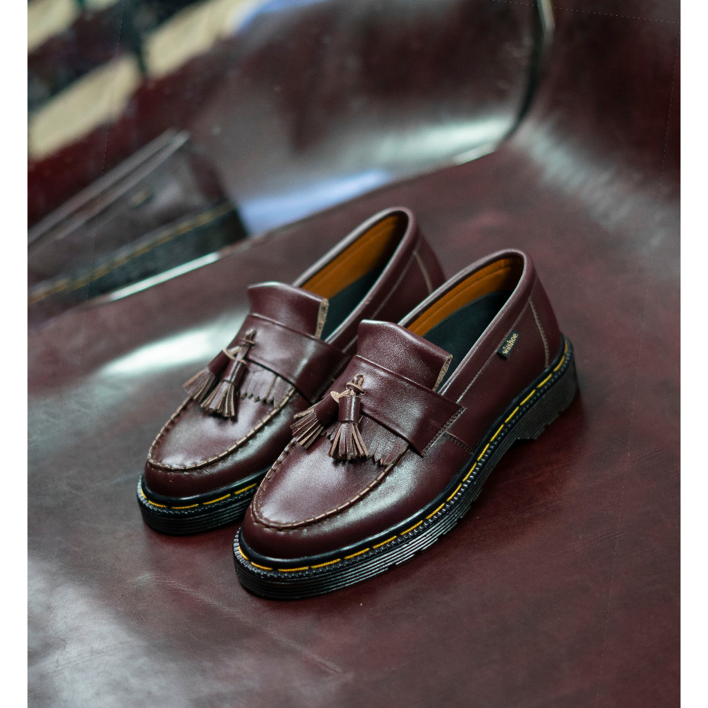 PGS x tassel- Sepatu Pesta Pria Dewasa Kulit Sapi Gereja Nikah Pernikahan Lamaran Santai Slip On Kan