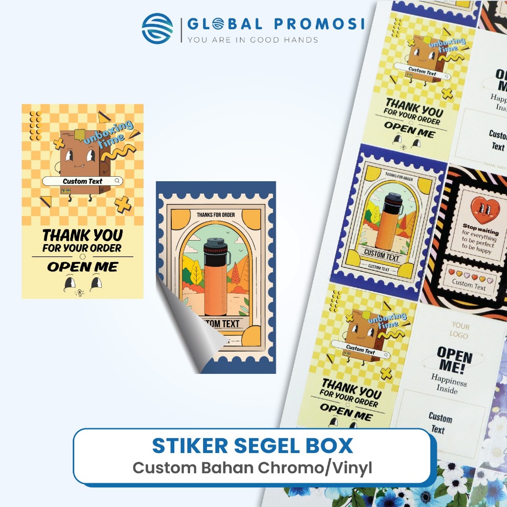 Stiker Segel Box Custom  Cetak Sticker Segel Kotak Kemasan Makanan & Hampers Label Perekat