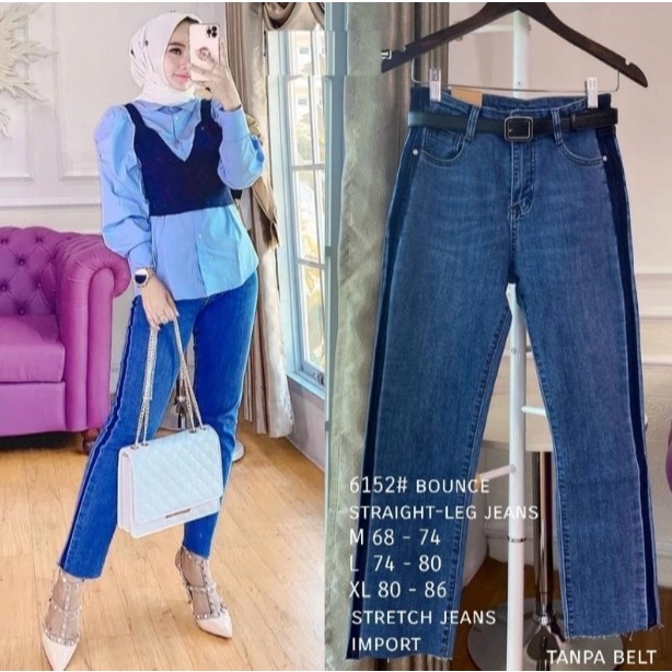 Celana Jeans Panjang Bounce Wanita Straight Original Import M, L, XL -TM6152