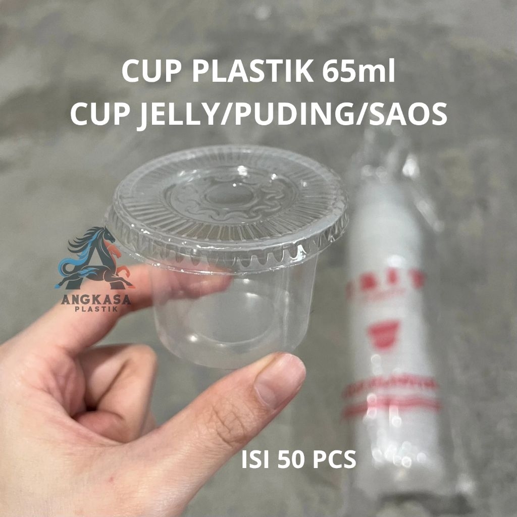 (50 PCS) Cup Jelly 65 ML + Tutup / CUP Es / cup pudding 65 ml / cup jelly 65ml / cup agar agar 65ml 