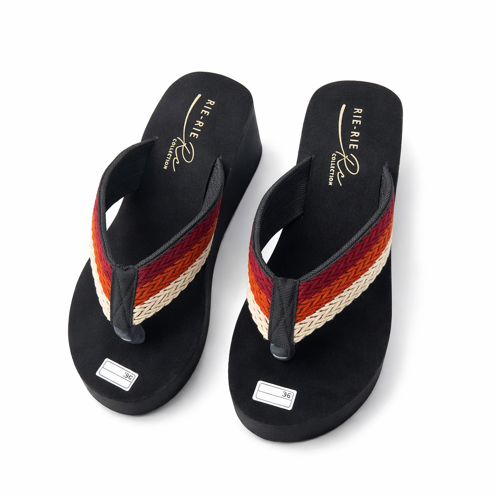 Sandal Wedges Wanita Turki Rajut Jepit 3warna