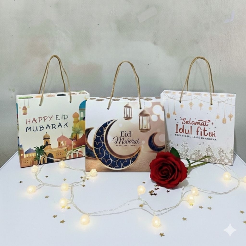 10 Pcs Box Hampers Lebaran / Paperbag Lebaran Toples Tabung - Box Hampers Lebaran Muat 2 Toples Jar 