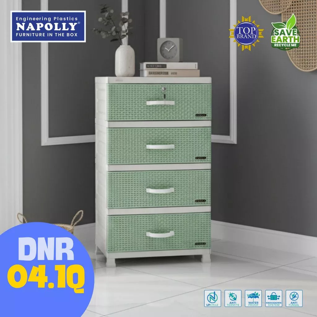 Manado Lemari Laci Napolly Double Nacase Rotan 4 Susun DNR 04 1Q Lemari Penyimpanan Serbaguna 4 Laci