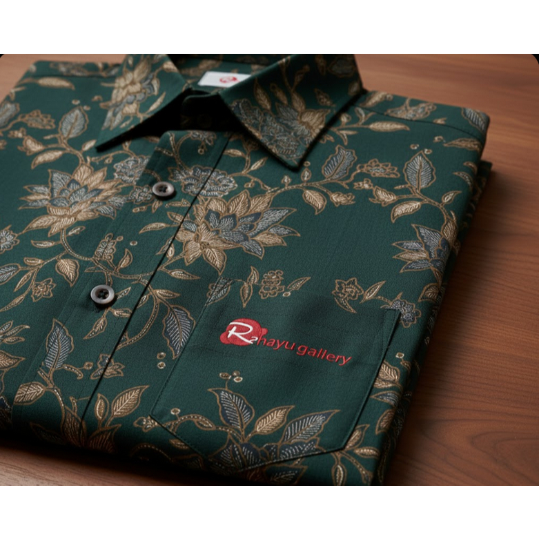 RAHAYU GALLERY Kemeja batik pria lengan panjang Baju batik kondangan motif bunga merah