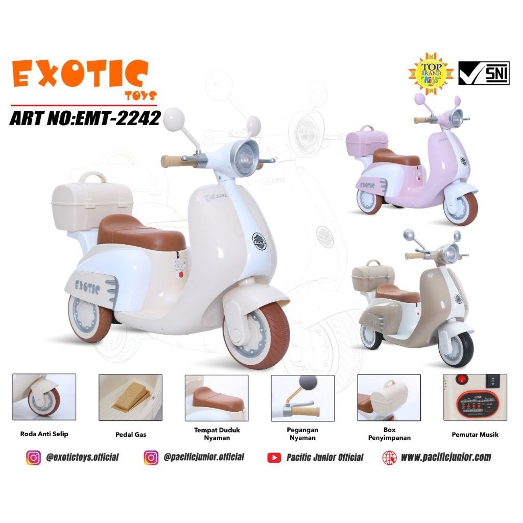 Mainan Motor Aki Anak Vespa Exotic EMT-2242