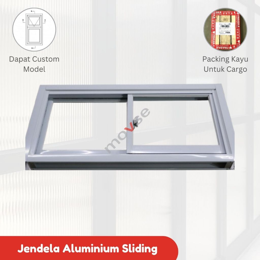 Jendela Sliding Aluminium Putih / Hitam