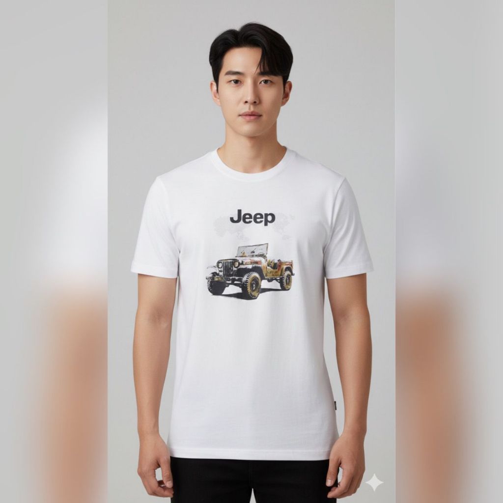 3"NThree Kaos Tangan Pendek Pria motif jeep / Atasan Pria 304435