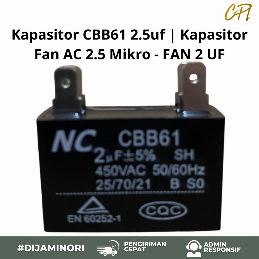 Kapasitor CBB61 2.5uf | Kapasitor Fan AC 2.5 Mikro - FAN 2 UF