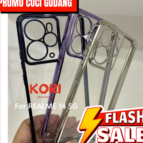PROMO CUCI GUDANG DISKON Case REALME 14 5G Soft Case Plating Bening Transparan Square Silikon Hp