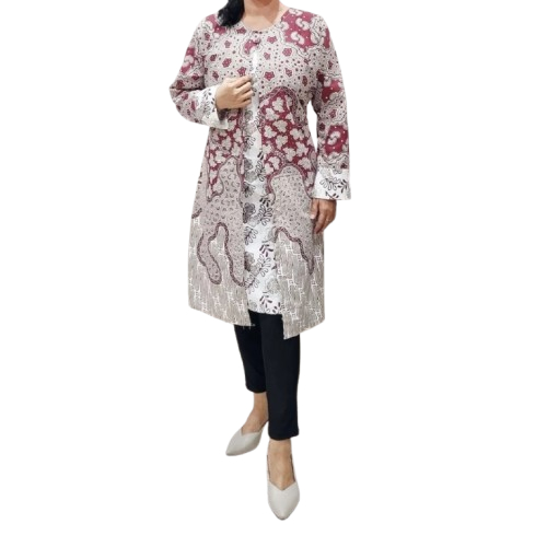 TUNIK MERAH JUMBO TUNIK BATIK WANITA SIZE BIG