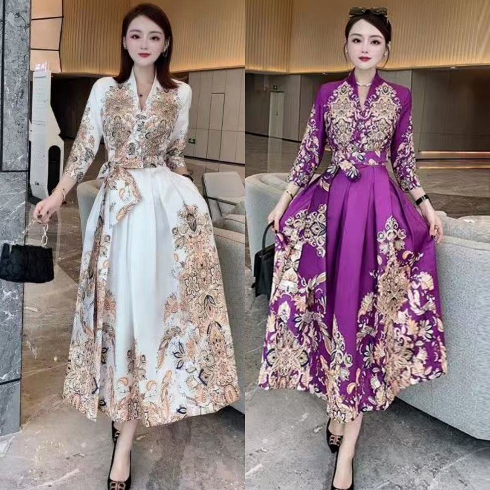 SSFW Elizabeth Dress Retro Premium/Hitam Dress Batik Kondangan Mewah