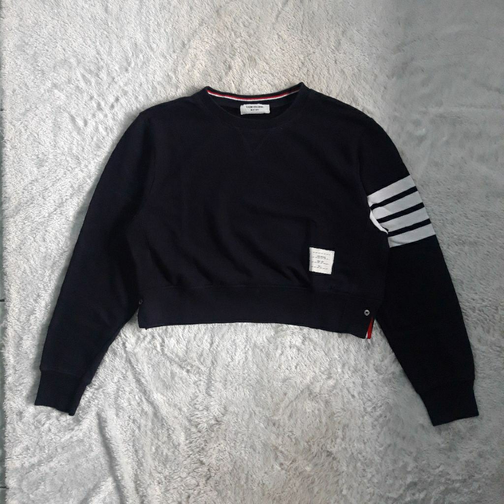 crewneck crop thom browne navy