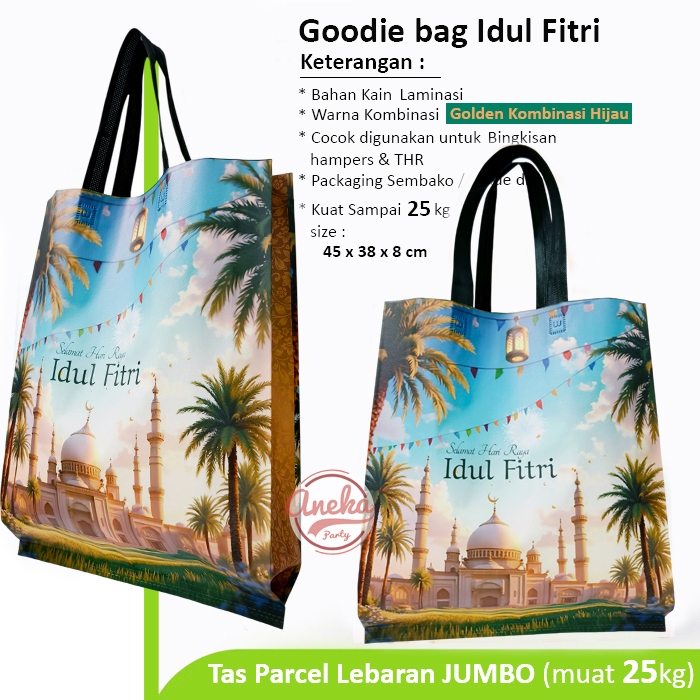 Goodie bag lebaran laminasi elegant  / kantong Idul Fitri Lebaran Ramadhan JUMBO