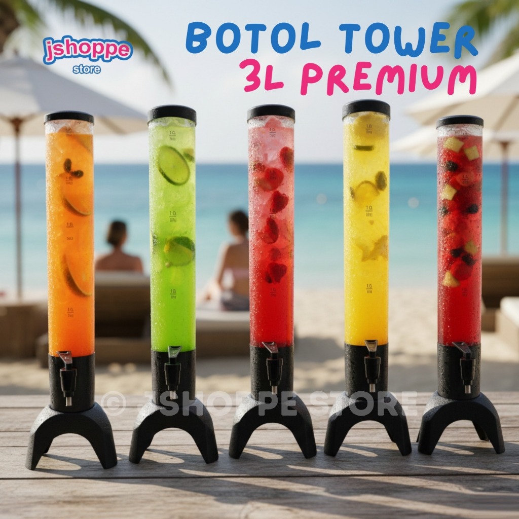 BERGARANSI BOTOL TOWER 3LITER KUALITAS PREMIUM GARANSI 1 BULAN DENGAN LAMPU LED / BOTOL KAFE / BOTOL